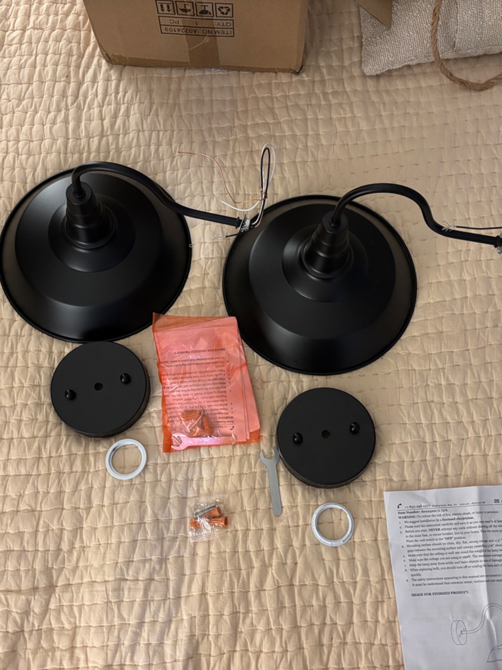 Pairs of Matte Black Wall Sconce Shades - Industrial Style